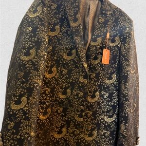 Talia Black and Gold Brocade Blazer